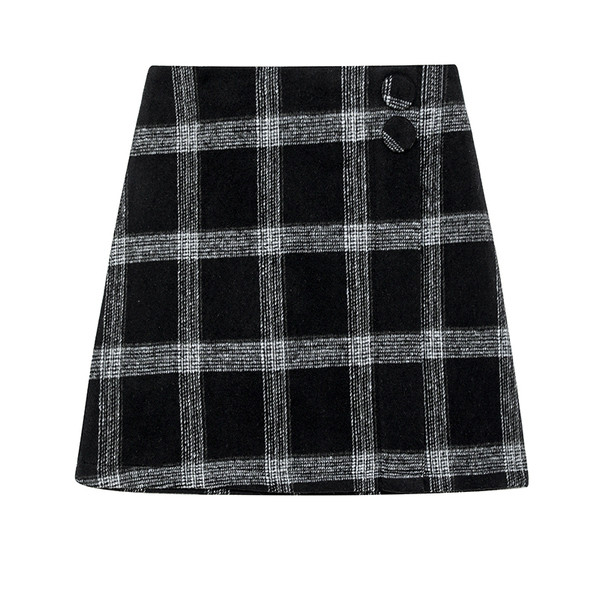 Modern női kockás rövid szoknya fekete és szürke színben