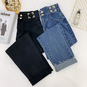 Modern női farmer magas derékkal, fekete és kék színben