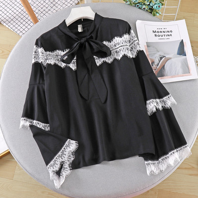 Modern női ing szalaggal és csipkével, három színben