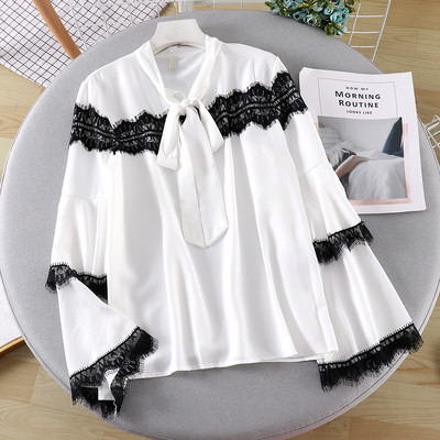 Modern női ing szalaggal és csipkével, három színben