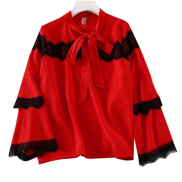 Modern női ing szalaggal és csipkével, három színben