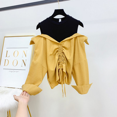 Μοντέρνο γυναικείο πουκάμισο με κορδόνι σε τρία χρώματα