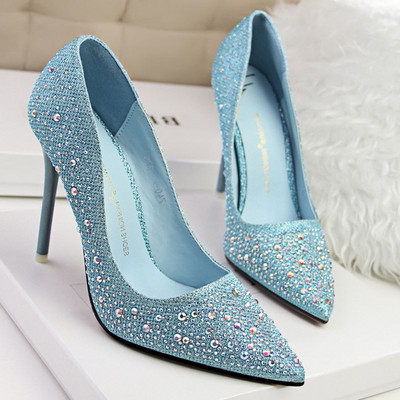 Elegáns női magassarkú cipő és köves hat színben