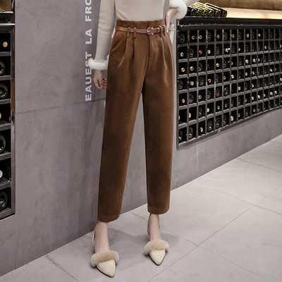 Model nou de pantaloni casual dama cu talie inalta in bej, maro si negru