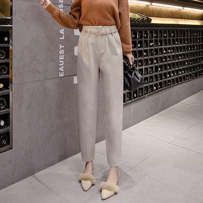 Model nou de pantaloni casual dama cu talie inalta in bej, maro si negru