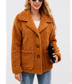 Palton casual de dama cu buzunare si nasturi in bej, verde si maro