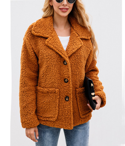 Palton casual de dama cu buzunare si nasturi in bej, verde si maro