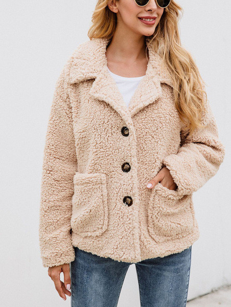 Palton casual de dama cu buzunare si nasturi in bej, verde si maro