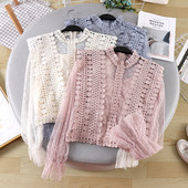 Női modern ing tüll-hímzéssel, többféle színben