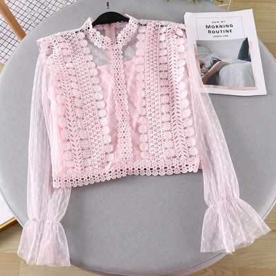 Női modern ing tüll-hímzéssel, többféle színben