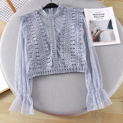 Női modern ing tüll-hímzéssel, többféle színben