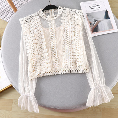 Női modern ing tüll-hímzéssel, többféle színben