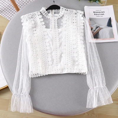 Női modern ing tüll-hímzéssel, többféle színben