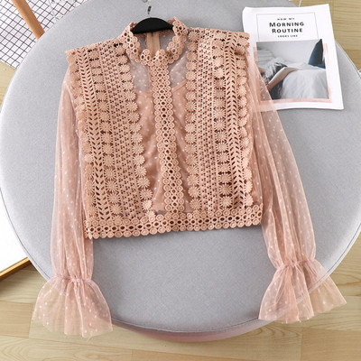 Női modern ing tüll-hímzéssel, többféle színben