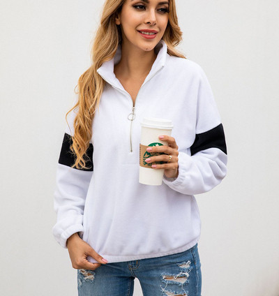 Hanorac casual dama cu fermoar si guler inalt in trei culori