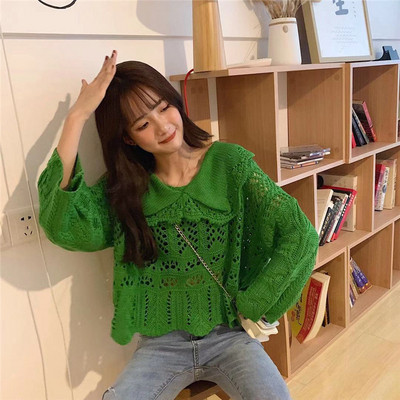 Bluză scurtă tricotată de damă modernă în trei culori