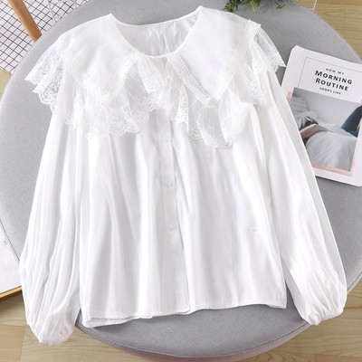 Modern női ing gallérral és csipkével fehér és fekete színben