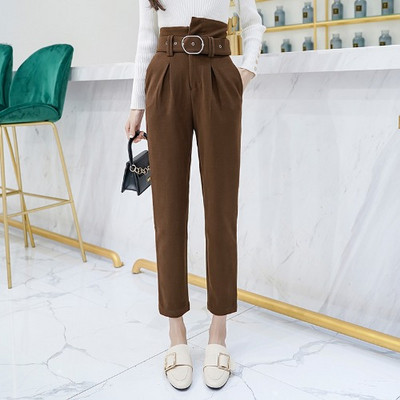 Νέο μοντέλο γυναικείο παντελόνισε καφέ και μπεζ χρώμα με ζώνη