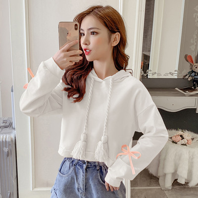 Hanorac scurt de actualitate pentru femei în trei culori roșu, roz și alb