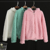 Hanorac casual dama cu gluga si fermoar in culorile alb, verde si roz