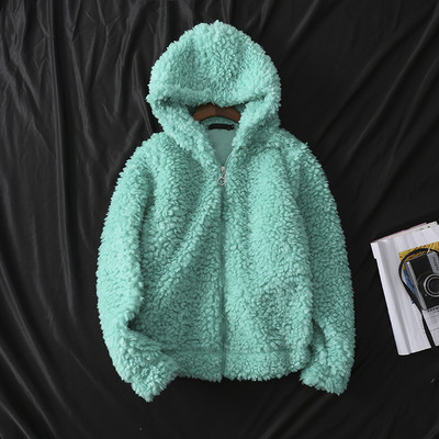 Hanorac casual dama cu gluga si fermoar in culorile alb, verde si roz