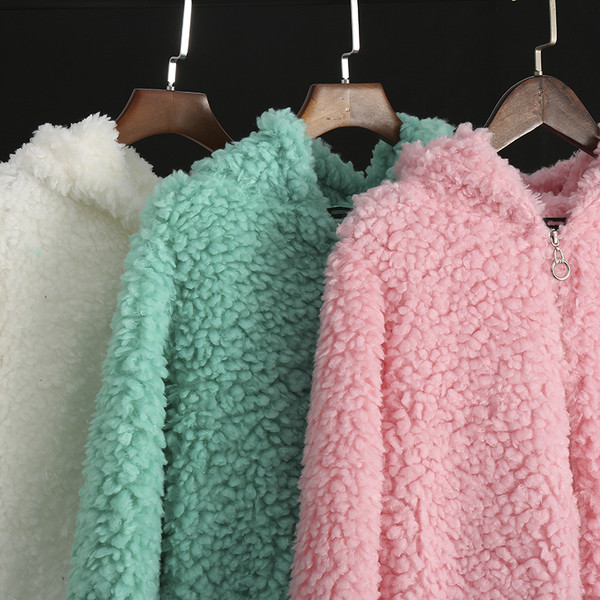 Hanorac casual dama cu gluga si fermoar in culorile alb, verde si roz