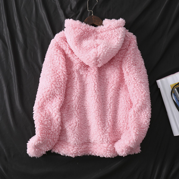 Hanorac casual dama cu gluga si fermoar in culorile alb, verde si roz