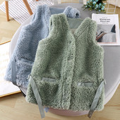 Vestă de zi cu puf pentru femei cu cravate și buzunar în patru culori