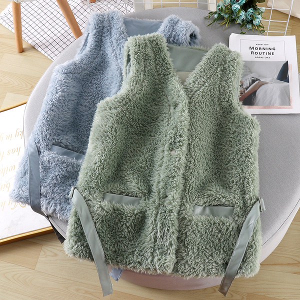 Vestă de zi cu puf pentru femei cu cravate și buzunar în patru culori