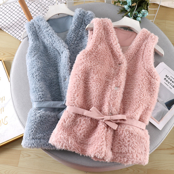 Vestă de zi cu puf pentru femei cu cravate și buzunar în patru culori