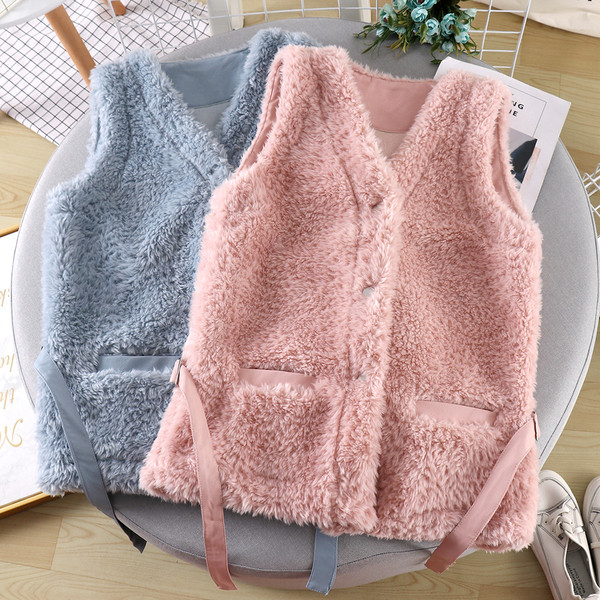 Vestă de zi cu puf pentru femei cu cravate și buzunar în patru culori