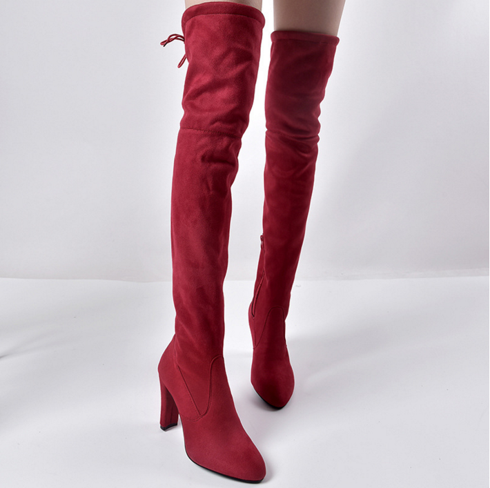 Cizme lungi elegante de dama cu toc in trei culori