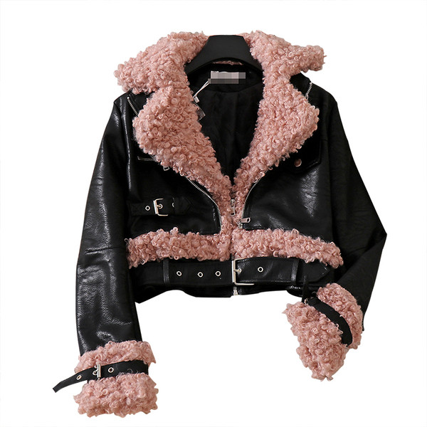 Geacă modernă de piele de damă cu căptușeală moale de culoare neagră