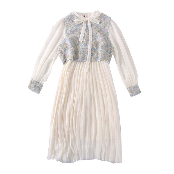 Új modell női ruha szett rakott szoknya + mellény két színben