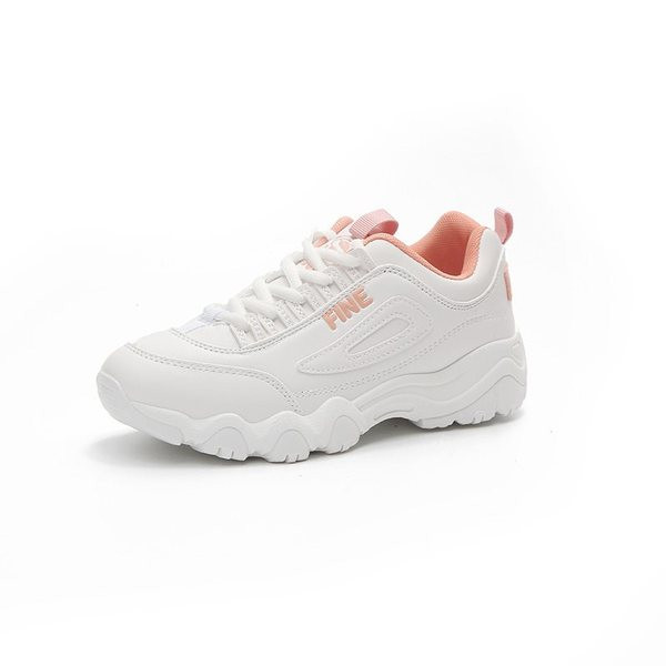 Model NOU de adidasi de dama cu talpa groasa si sireturi in alb si roz