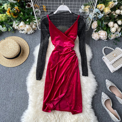 Γυναικείο κομψό φόρεμα σε δύο χρώματα