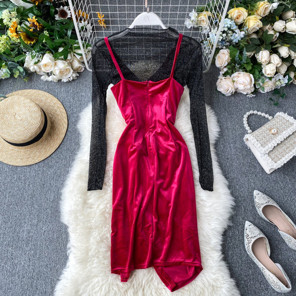 Γυναικείο κομψό φόρεμα σε δύο χρώματα