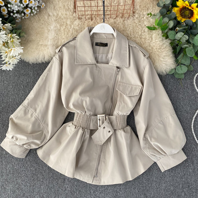 Модерно дамско яке с колан в няколко цвята