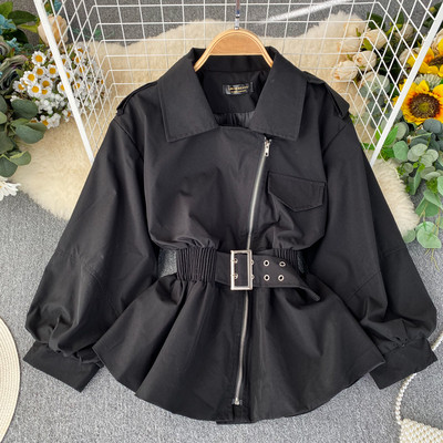 Модерно дамско яке с колан в няколко цвята