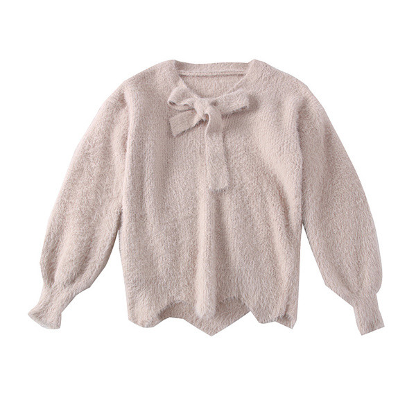 Κομψό γυναικείο πουλόβερμε κορδόνια σε μπεζ, ροζ, μπλε και άσπρο χρώμα