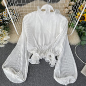 Κομψό γυναικείο πλισέ πουκάμισο  σε τρία χρώματα