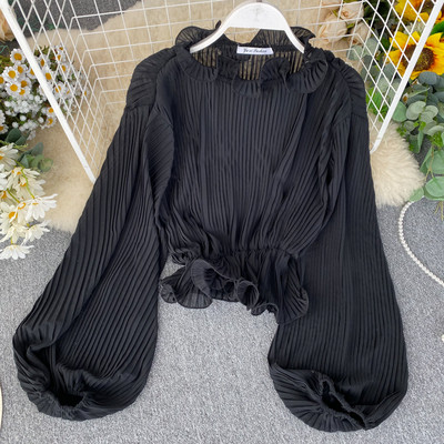 Κομψό γυναικείο πλισέ πουκάμισο  σε τρία χρώματα