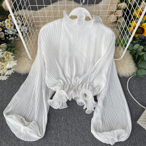 Κομψό γυναικείο πλισέ πουκάμισο  σε τρία χρώματα