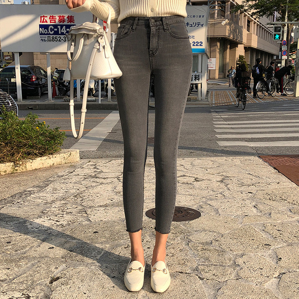 Blugi de dama moderni Model Slim in culoarea gri