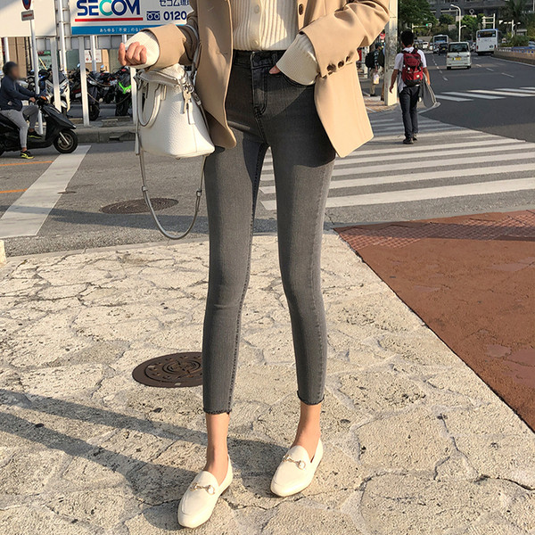 Blugi de dama moderni Model Slim in culoarea gri