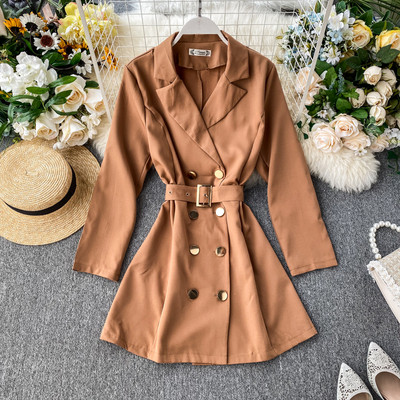 Γυναικείο φόρεμα με ζώνη και κολάρο σε διάφορα χρώματα