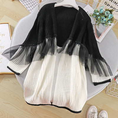 Γυναικεία καθημερινή ζακέτα με τούλι χωρίς κουμπιά σε τέσσερα χρώματα