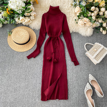 Alkalmi női ruha magas gallérral több színben