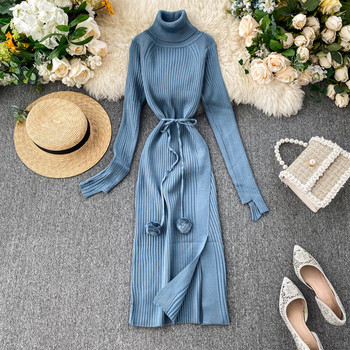 Alkalmi női ruha magas gallérral több színben