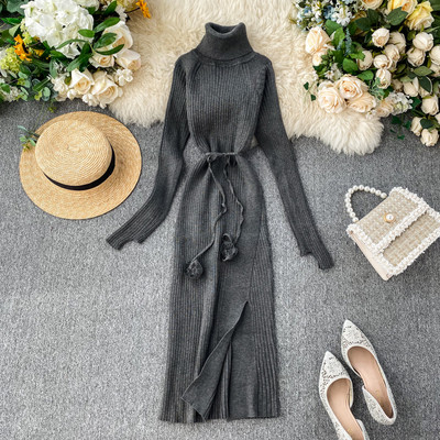 Alkalmi női ruha magas gallérral több színben